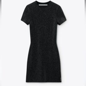 New Equipment Black Ribbed Mini Sheath Dress 100% cashmere